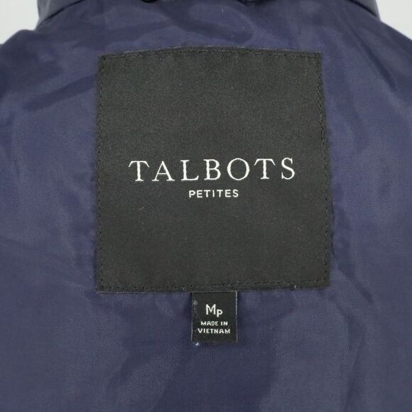 Talbots Puffer Vest Petites MP PM Navy Blue Quilted Full Zip Snaps Pockets - Picture 4 of 16